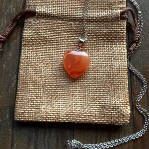 Carnelian Necklace Carnelian Pendant Crystal Heart Necklace Crystal Necklace